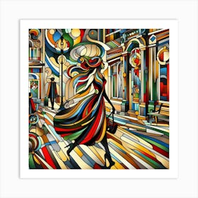 Woman Walking Down The Street 4 Art Print