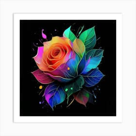 Rainbow Rose Art Print