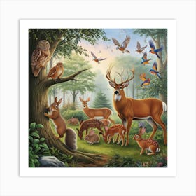 Deer In The Woods 1 Art Print