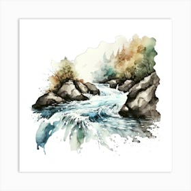 Watercolor Of A River Art Print