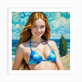 Beautiful Girl In A Bikinibjk Art Print