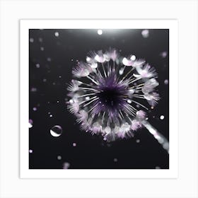 Monochrome Dandelion with a hint of Lilac Art Print