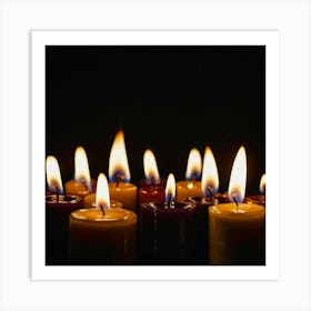 Candles On A Black Background Art Print