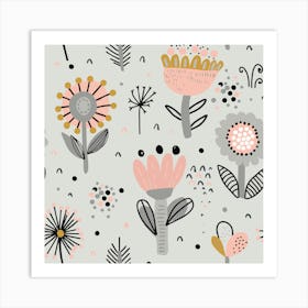 Flowers And Butterflies Art Print