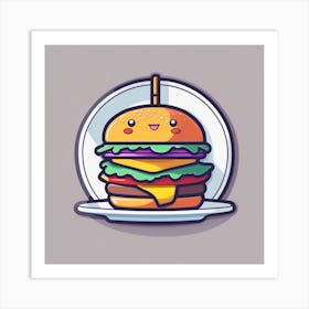 Cartoon Burger Vector Illustration 1 Art Print