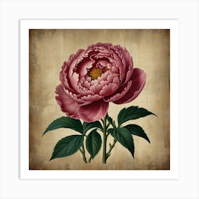 Default Peony 2 Floral Botanical Vintage Poster Flower Canvas 3 Art Print