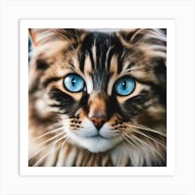 Portrait Of A Cat With Blue Eyes Art Print