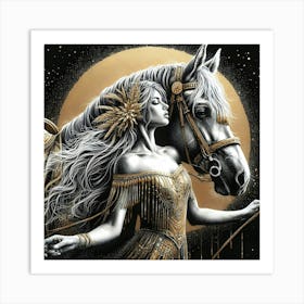 Woman With Horse Art Print