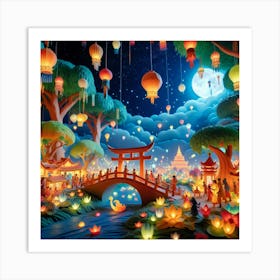 Lanterns In The Sky Art Print