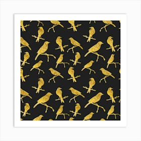 Background With Golden Birds Art Print