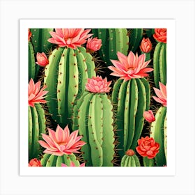 Pink Cactus Art Art Print