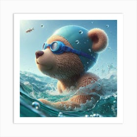 Teddy Bear Swimming 2 Art Print