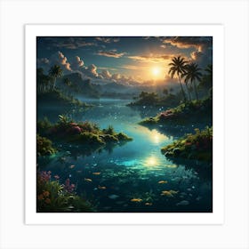 Sunset At The Lake 4 Art Print