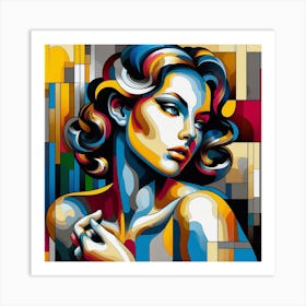 Woman With Colorful Hair Art Print