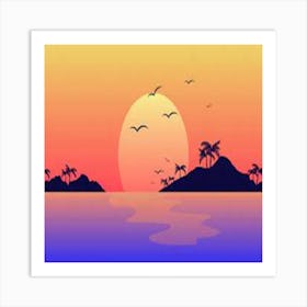 Sunset On The Beach Art Print