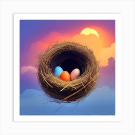 Easter Eggs In A Nest 137 Art Print