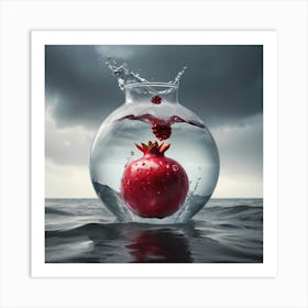 Pomegranate In Water Art Print