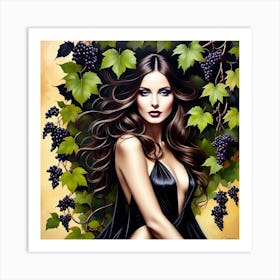 Beautiful Woman With Grapes 2 Art Print