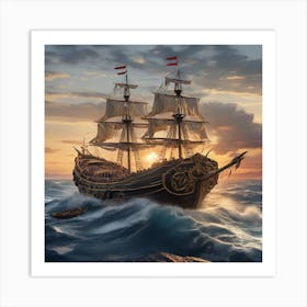 The Waves crash against the Ship 1 Art Print