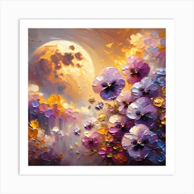 Pansies In The Moonlight 1 Art Print