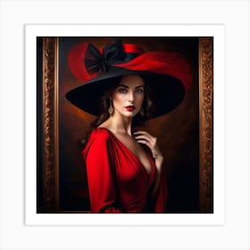 Portrait Of A Woman In Red Dress 4 Art Print