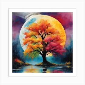 Full Moon Tree Art Print