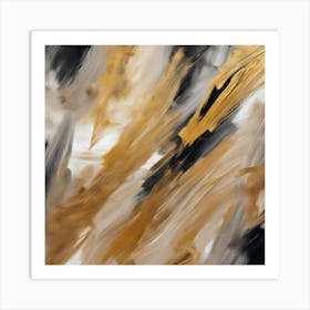 Abstract Gold And Black Painting Art Print