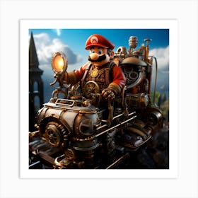 Steampunk Mario Art Print