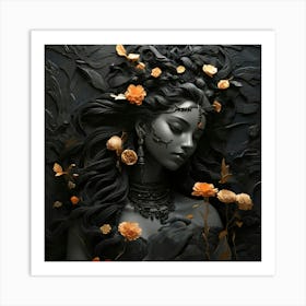 Woman With Flowers Art Print