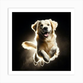 Golden Retriever In Flight Art Print