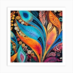 Colorful Peacock Feathers 2 Art Print