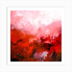 Abstract Painting, Acrylic On Canvas, Red Color Art Print