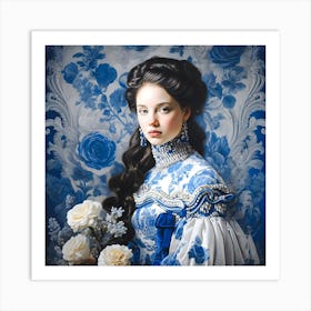 Lady In Blue 1 Art Print