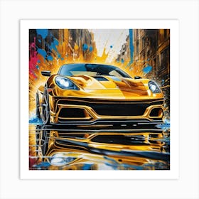 Gold Sports Car 2 Art Print