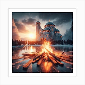 Christian Church In Winter Art Print