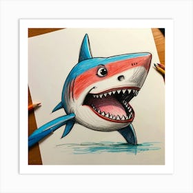 Shark Drawing 21 Art Print