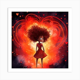 Afro Girl In Red Dress 1 Art Print