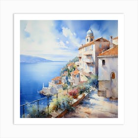 Pastel Perfection: Impressionist Elegance on Italian Shores Art Print