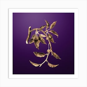 Gold Botanical Cherry on Royal Purple n.0585 Art Print