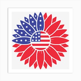 Flower Us Flag Art Print