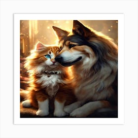 Cat And Dog Art Print