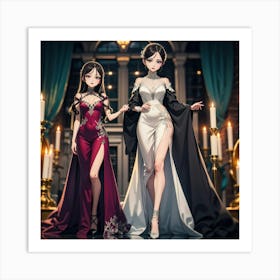 Two Anime Girls In Dresses Art Print