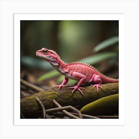 Pink lizard Art Print