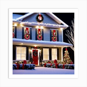 Christmas Decorations On A House 3 Art Print