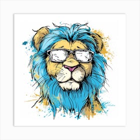 Lion With Glasses Art Print