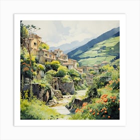 Chromatic Illusions: Italian Landscape's Abstract Dance Art Print