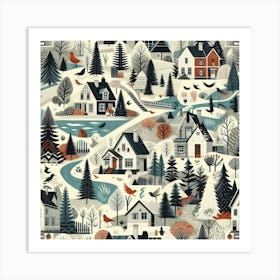 Cozy And Athmospheric Winter Village Art Print