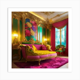 Gold And Pink Living Room Art Print