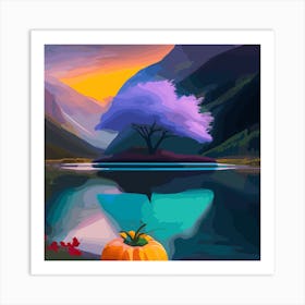 Pumpkin On A Lake Art Print