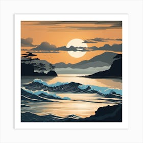 Sunset Over The Sea Art Print